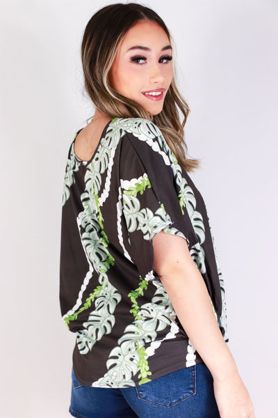 Jeans Warehouse Hawaii - SS PRINT - MONSTERA PIKAKE DOLMAN TOP | By LUZ
