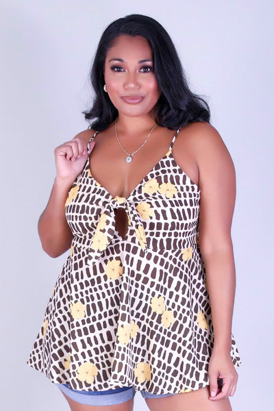 PUAKENIKENI MITER SHELL TIE FRONT TOP