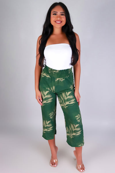 Jeans Warehouse Hawaii - PRINT WOVEN CAPRI'S - ULU SMOCKED WAIST PANTS | By LUZ