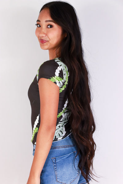 Jeans Warehouse Hawaii - SS PRINT - MONSTERA PIKAKE SQUARE NECK TOP | By LUZ