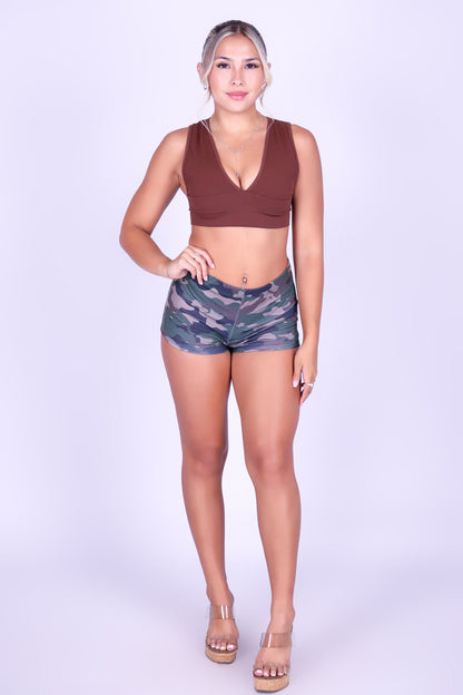 KEEP IT MOVING CAMO SHORTS