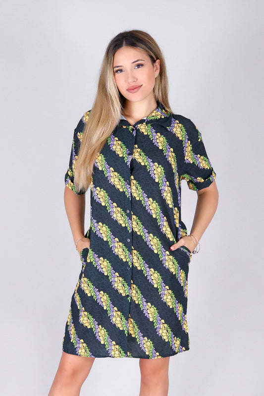 TWISTED LEI BUTTON DOWN DRESS