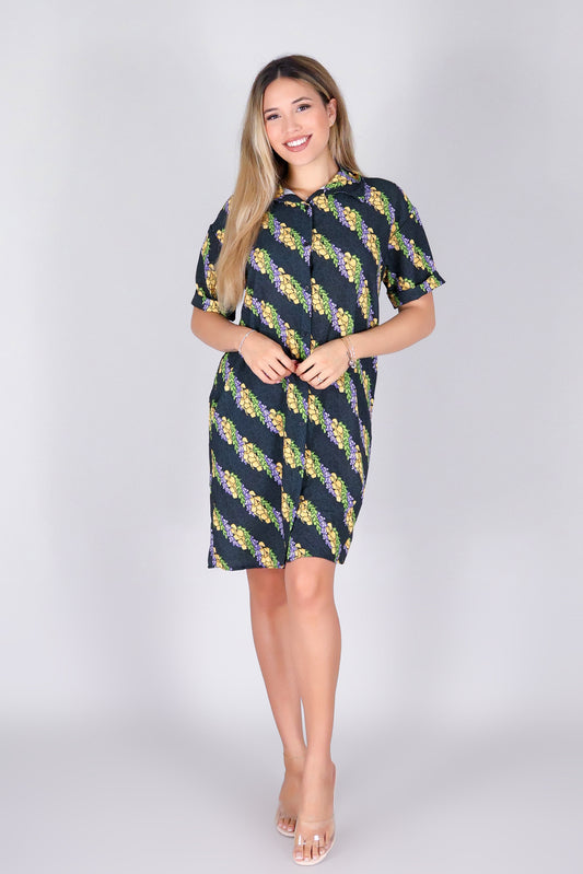 TWISTED LEI BUTTON DOWN DRESS