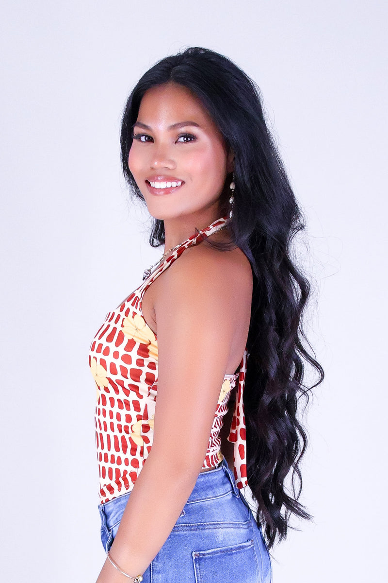 PUAKENIKENI MITER SHELL HALTER TOP