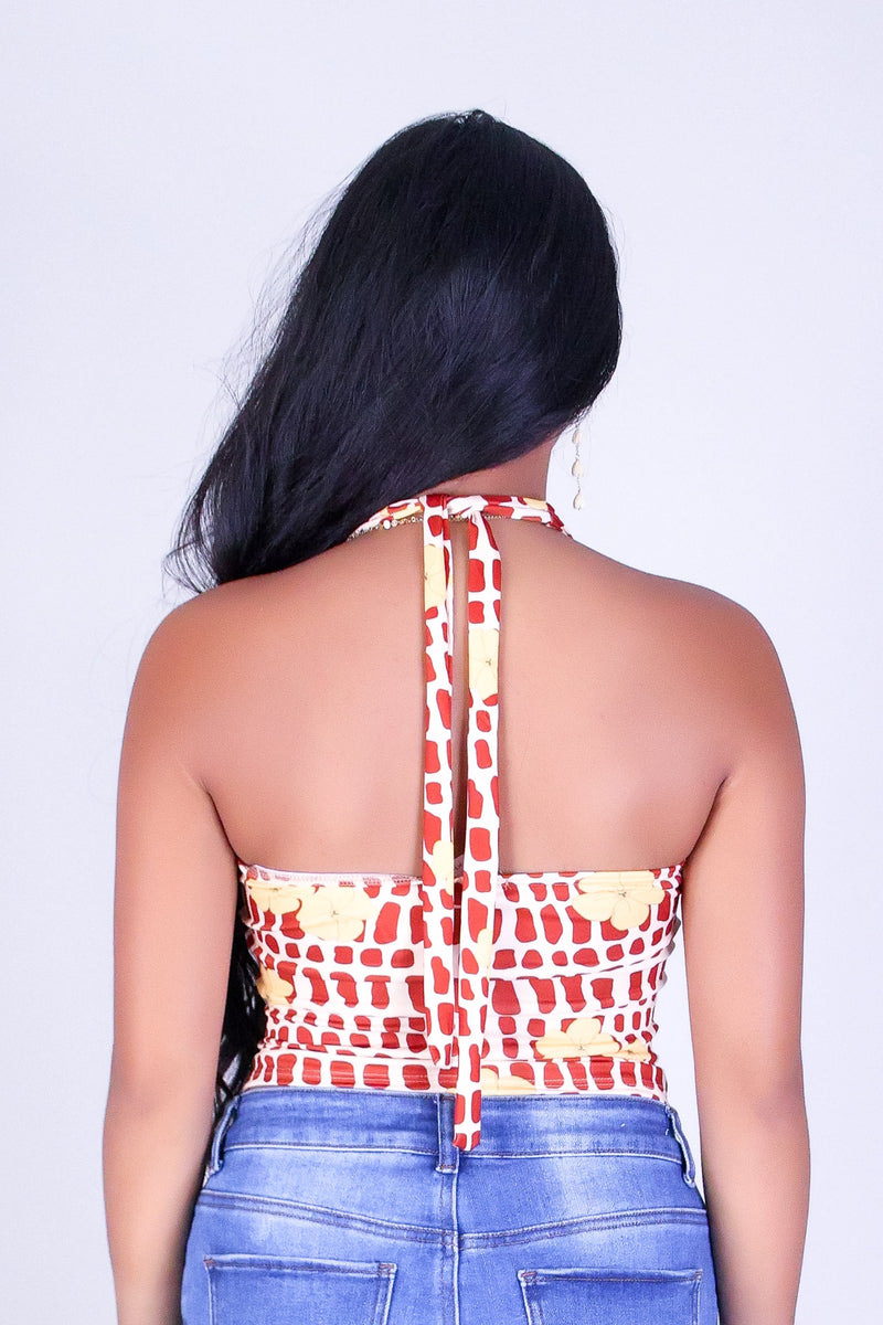PUAKENIKENI MITER SHELL HALTER TOP