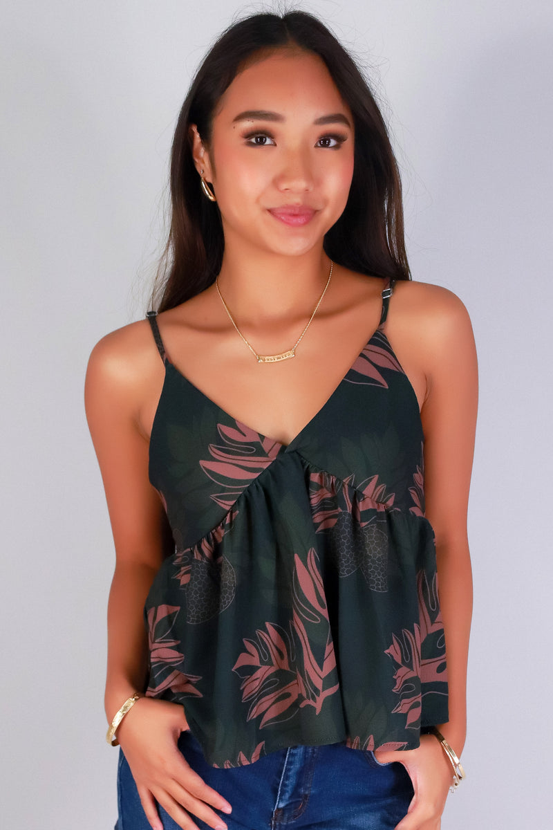 Jeans Warehouse Hawaii - TANK PRINT WOVEN DRESSY TOPS - ULU BABYDOLL TOP | By LUZ