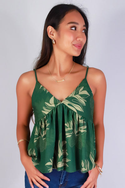 Jeans Warehouse Hawaii - TANK PRINT WOVEN DRESSY TOPS - ULU BABYDOLL TOP | By LUZ