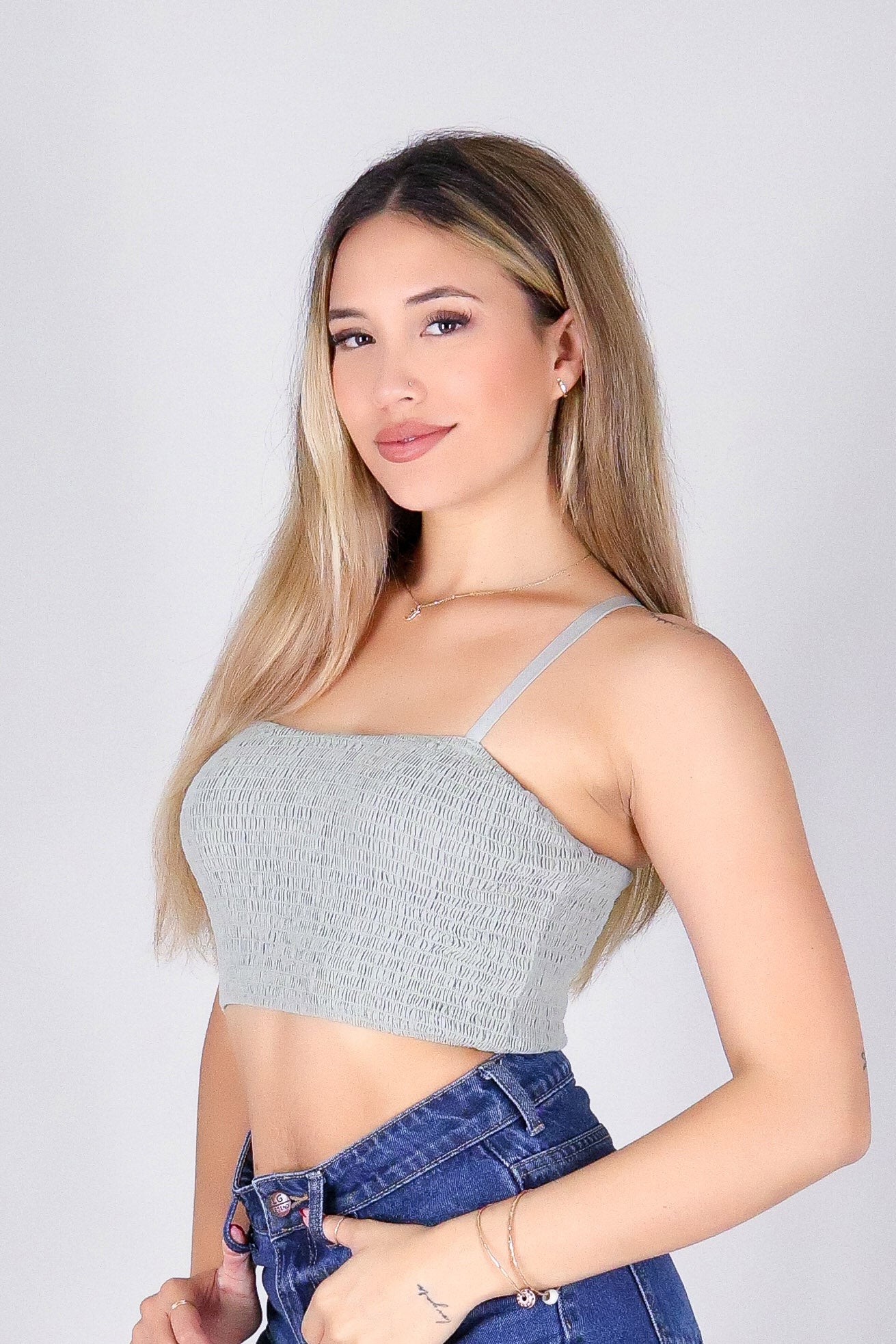 EDEN SMOCKED CROP TUBE TOP