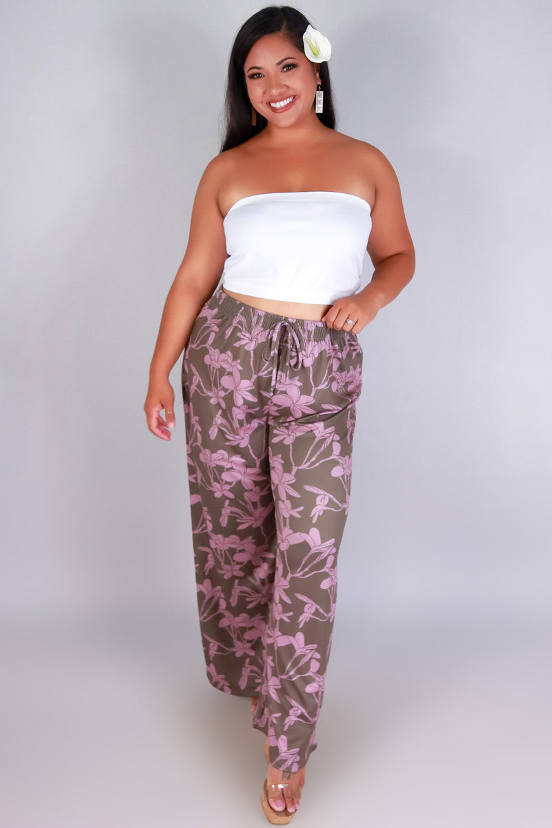 Jeans Warehouse Hawaii - PLUS Knit Pants - PLUMERIA TREE PANTS | By LUZ