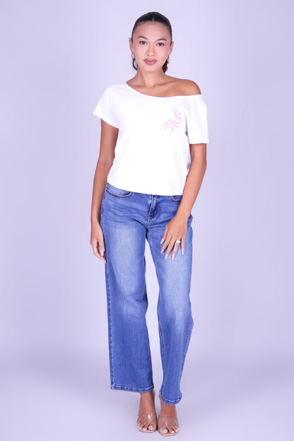 NAUPAKA OFF SHOULDER TEE