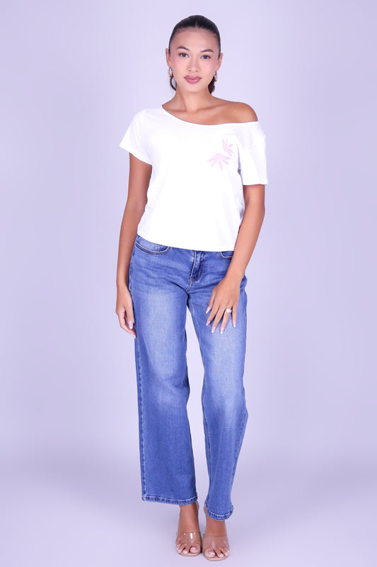 NAUPAKA OFF SHOULDER TEE