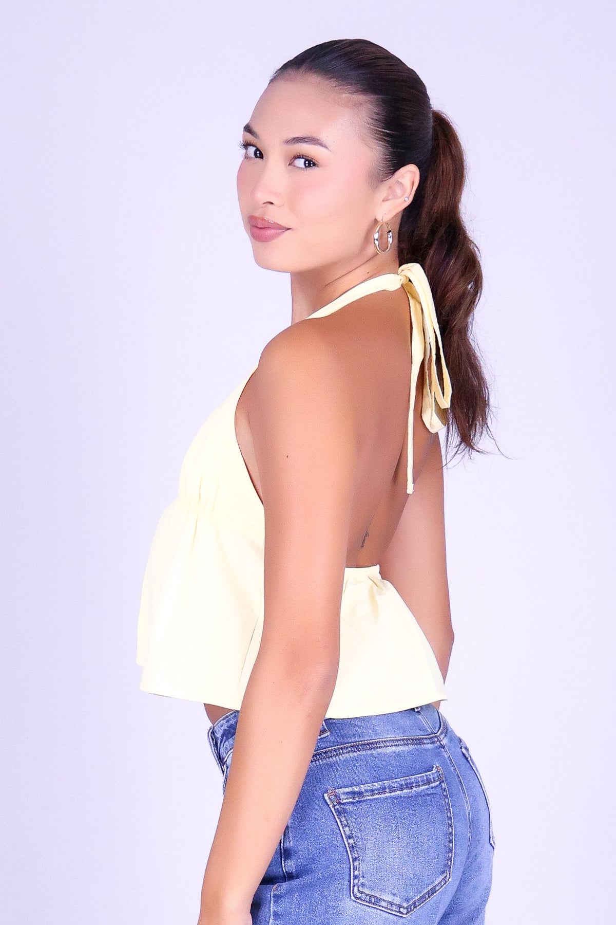 GOOD TIMES AHEAD FLYAWAY HALTER TOP