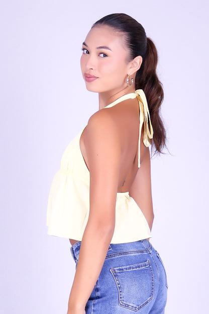 GOOD TIMES AHEAD FLYAWAY HALTER TOP