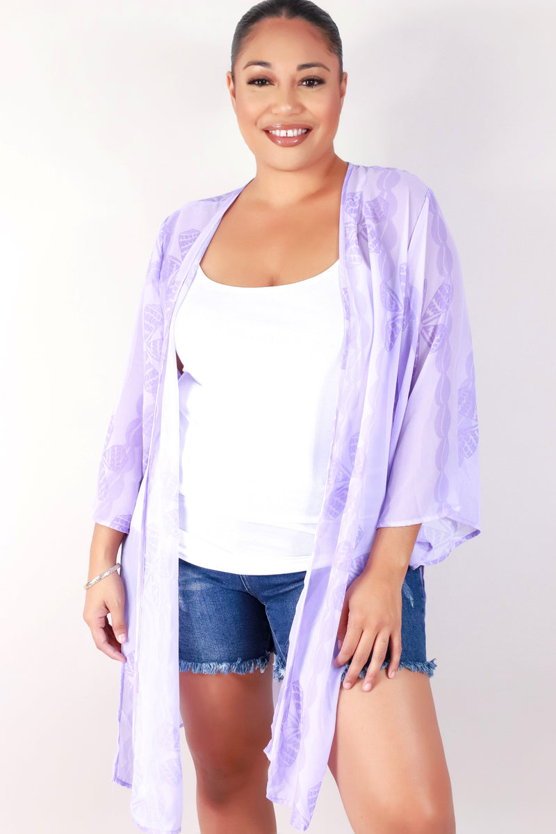 Jeans Warehouse Hawaii - PLUS S/S PRINT WOVEN TOPS - PUPU HINUHINU CHIFFON CARDIGAN | By LUZ