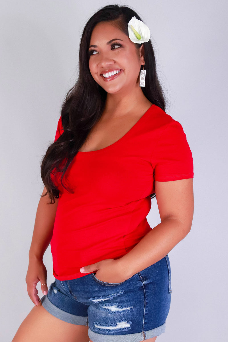 Jeans Warehouse Hawaii - PLUS BASIC V NECK TEES - EVERYDAY DARLING TEE | By CRESCITA APPAREL/SHINE I