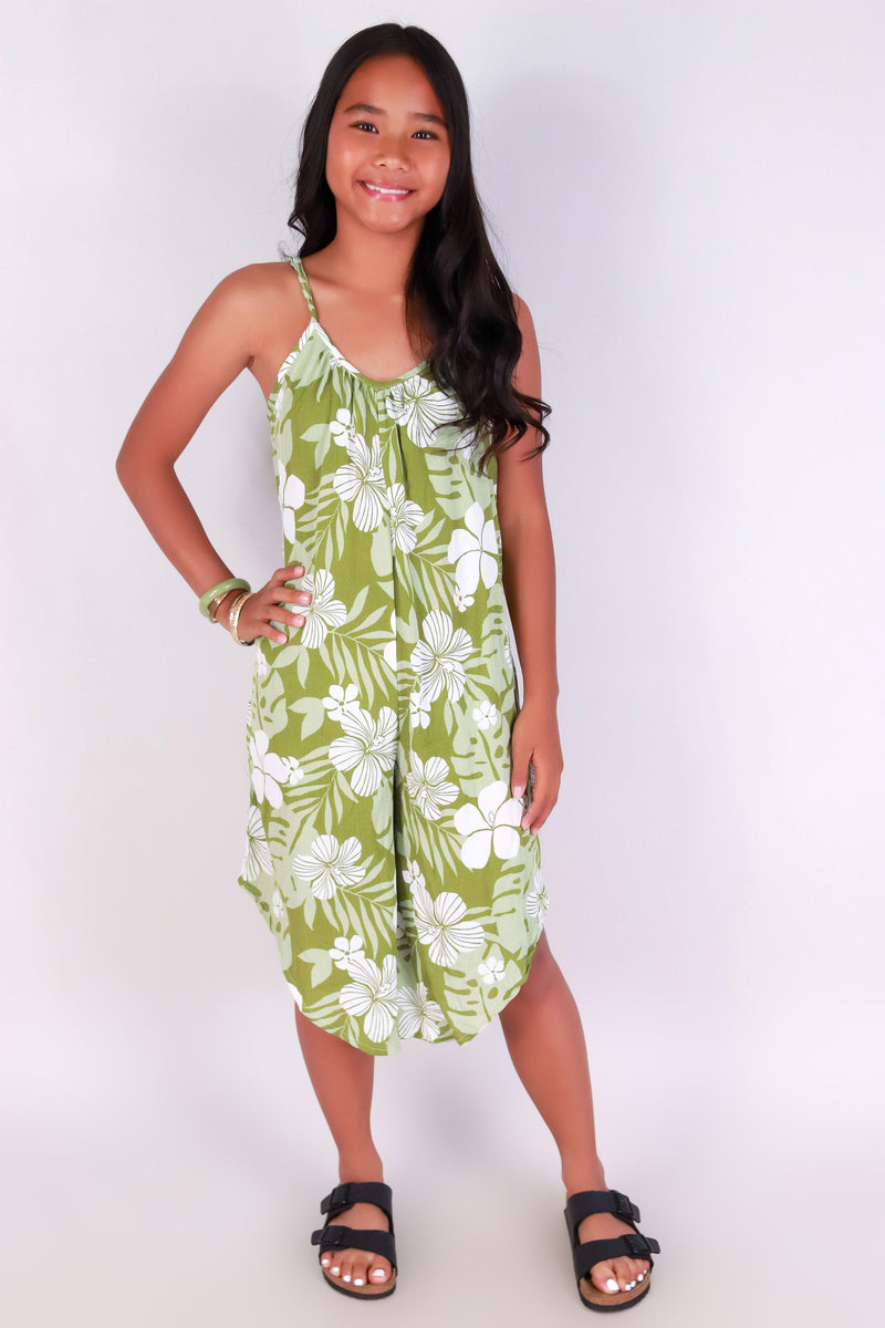Jeans Warehouse Hawaii - DRESS RMPR 7-16 - TROPICAL NO WAIST JUMPSUIT | KIDS SIZE 7-16 | By LUZ