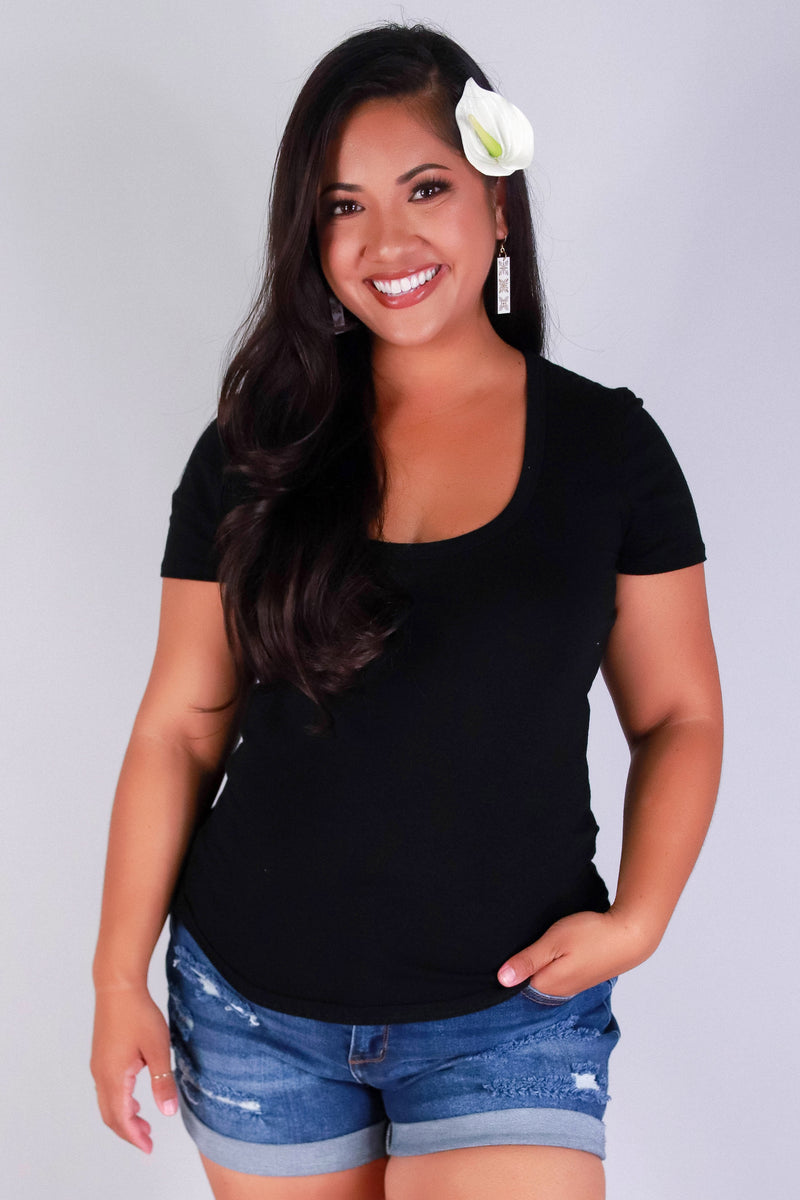 Jeans Warehouse Hawaii - PLUS BASIC V NECK TEES - EVERYDAY DARLING TEE | By CRESCITA APPAREL/SHINE I