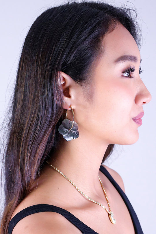 HIBISCUS HOOP EARRINGS