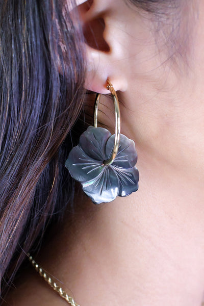 HIBISCUS HOOP EARRINGS