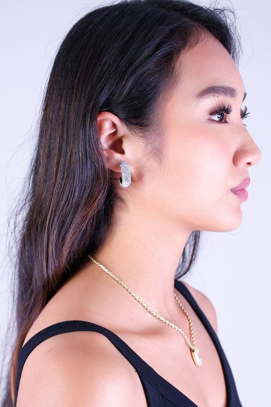 SMALL RHINESTONES HOOP EARRINGS