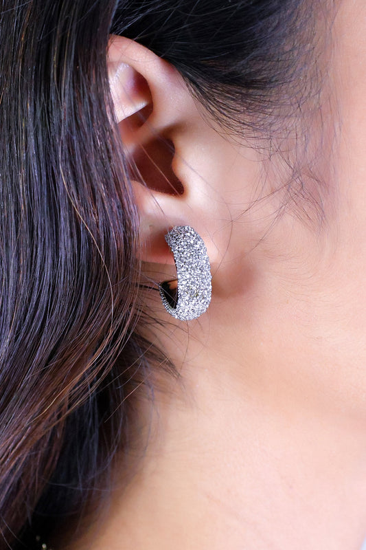 SMALL RHINESTONES HOOP EARRINGS