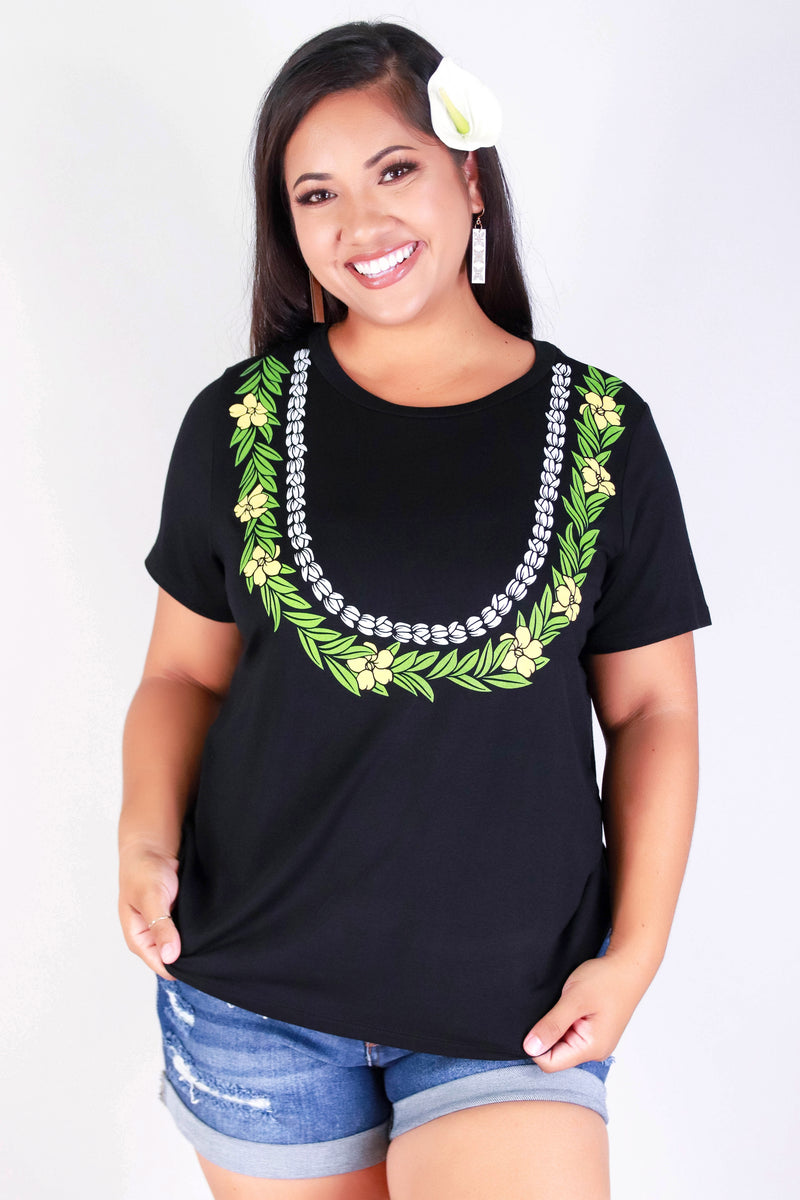 Jeans Warehouse Hawaii - PLUS S/S SCREENS - MAILE PUA LEI TEE | By LUZ