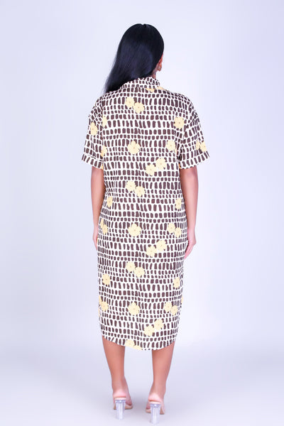 PUAKENIKENI MITER SHELL BUTTON DOWN DRESS