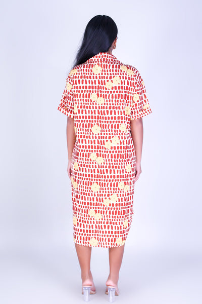 PUAKENIKENI MITER SHELL BUTTON DOWN DRESS