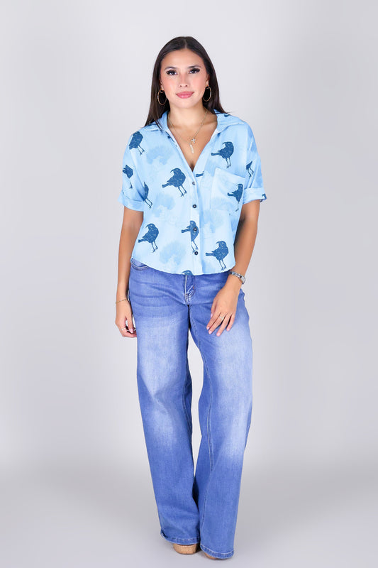 IIWI BIRD BUTTON DOWN TOP