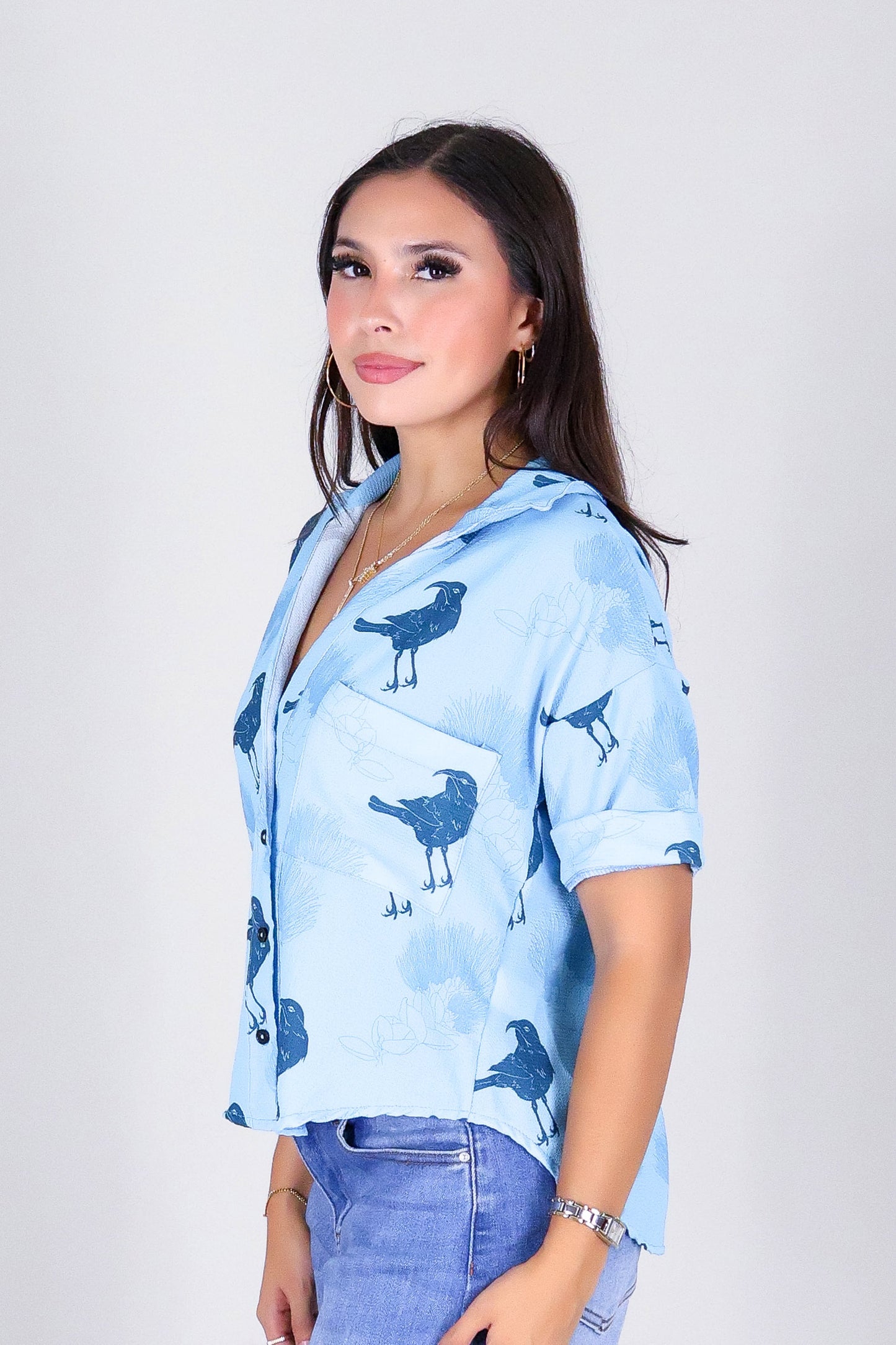 IIWI BIRD BUTTON DOWN TOP