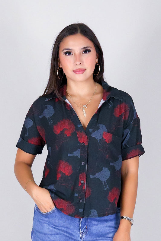 IIWI BIRD BUTTON DOWN TOP