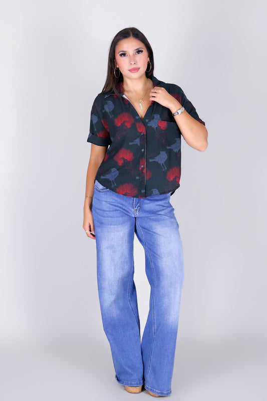 IIWI BIRD BUTTON DOWN TOP
