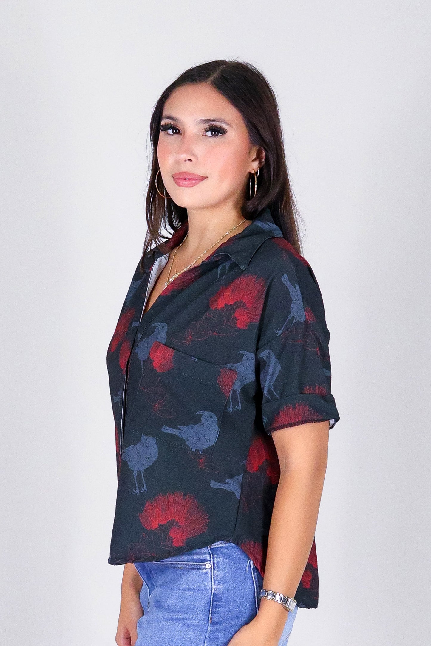 IIWI BIRD BUTTON DOWN TOP