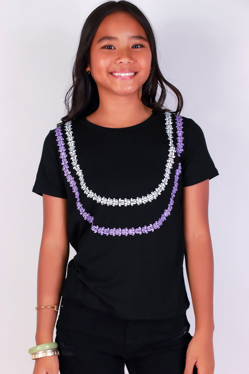 Jeans Warehouse Hawaii - S/S PRINT 7-16 - DOUBLE STRAND CROWN FLOWER TEE | KIDS SIZE 7-16 | By LUZ