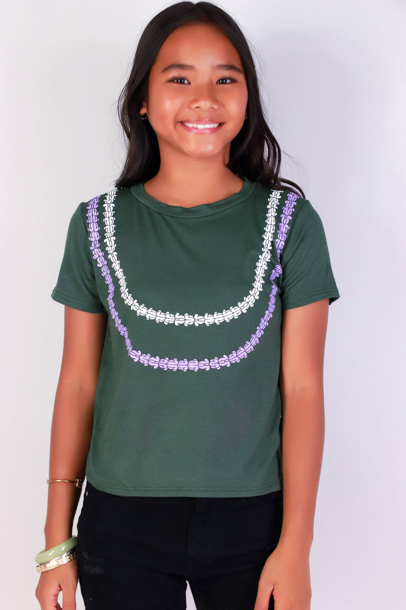Jeans Warehouse Hawaii - S/S PRINT 7-16 - DOUBLE STRAND CROWN FLOWER TEE | KIDS SIZE 7-16 | By LUZ