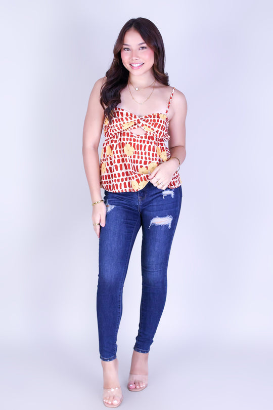 PUAKENIKENI MITER SHELL TWIST CHEST TOP