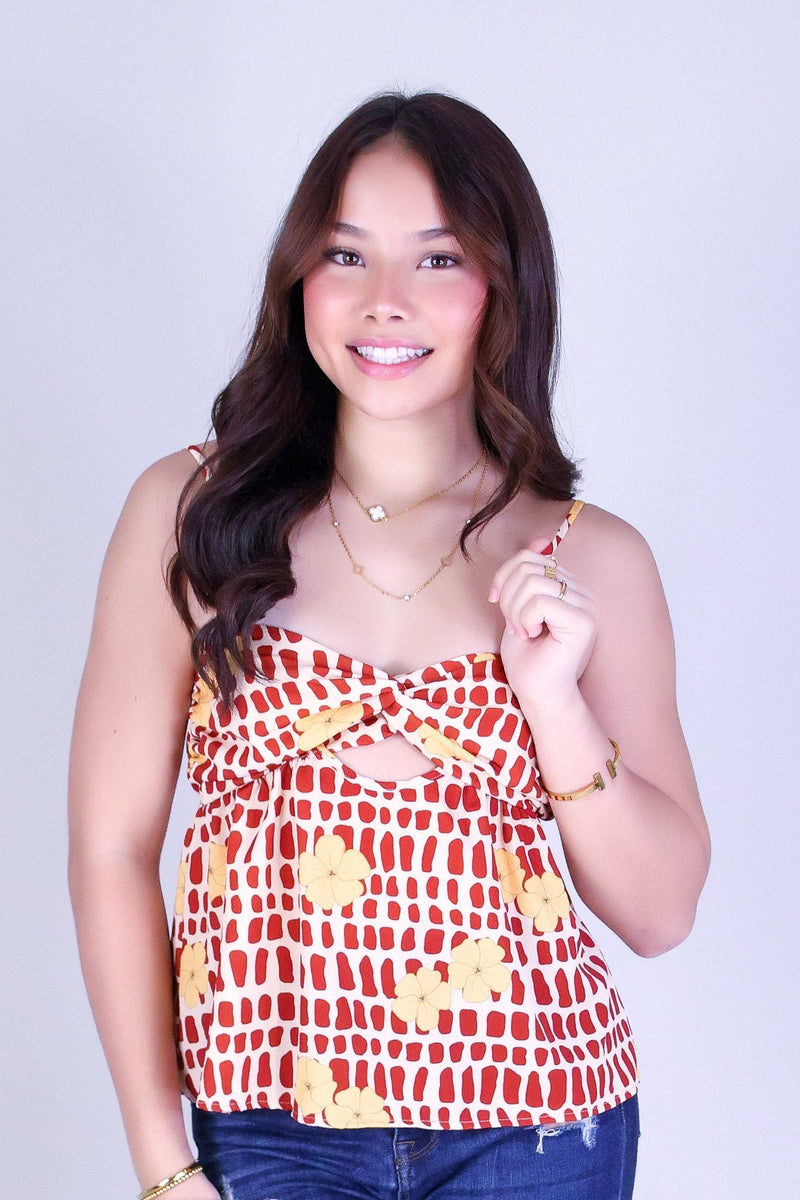 PUAKENIKENI MITER SHELL TWIST CHEST TOP