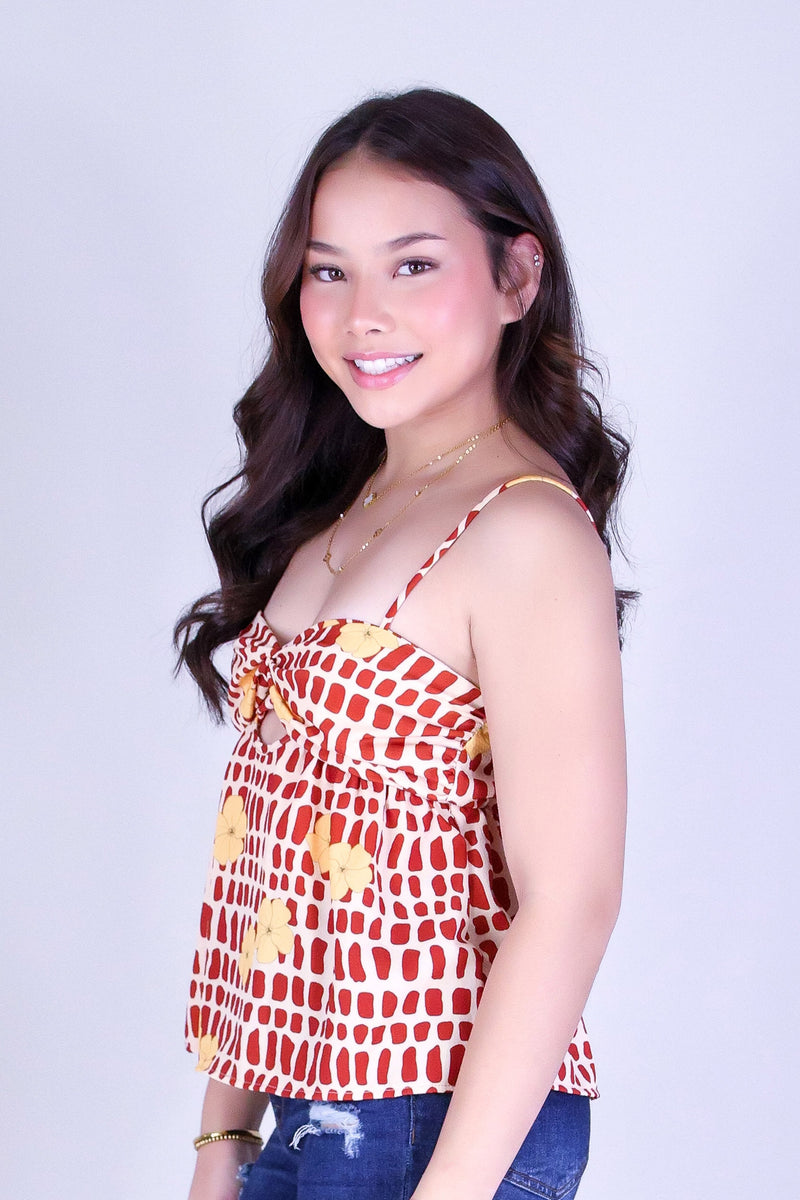 PUAKENIKENI MITER SHELL TWIST CHEST TOP