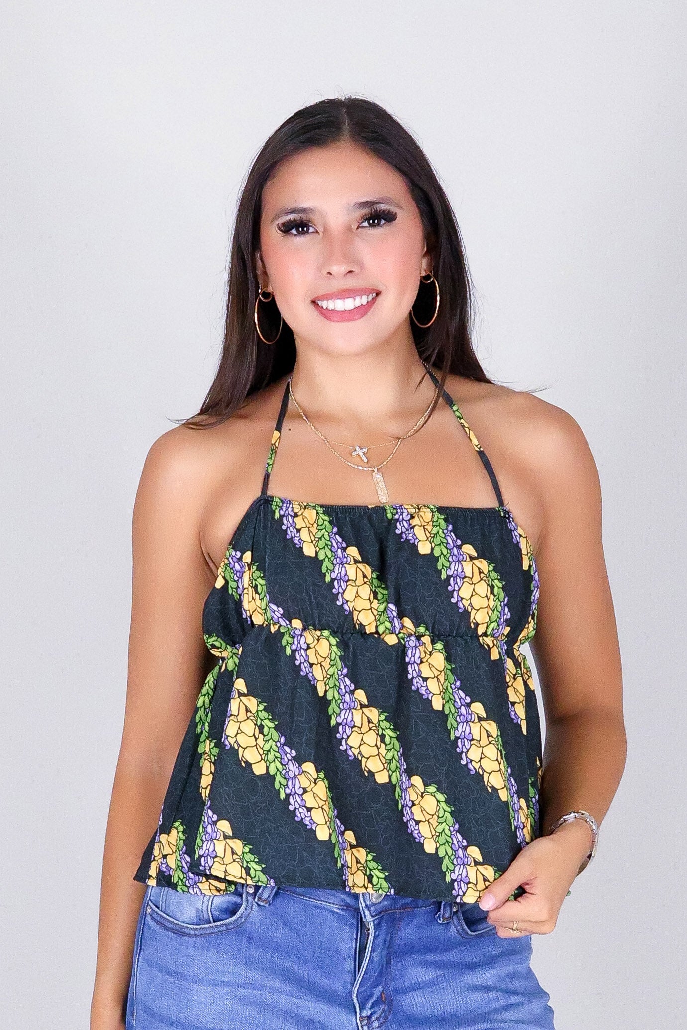 TWIST LEI BABYDOLL HALTER TOP