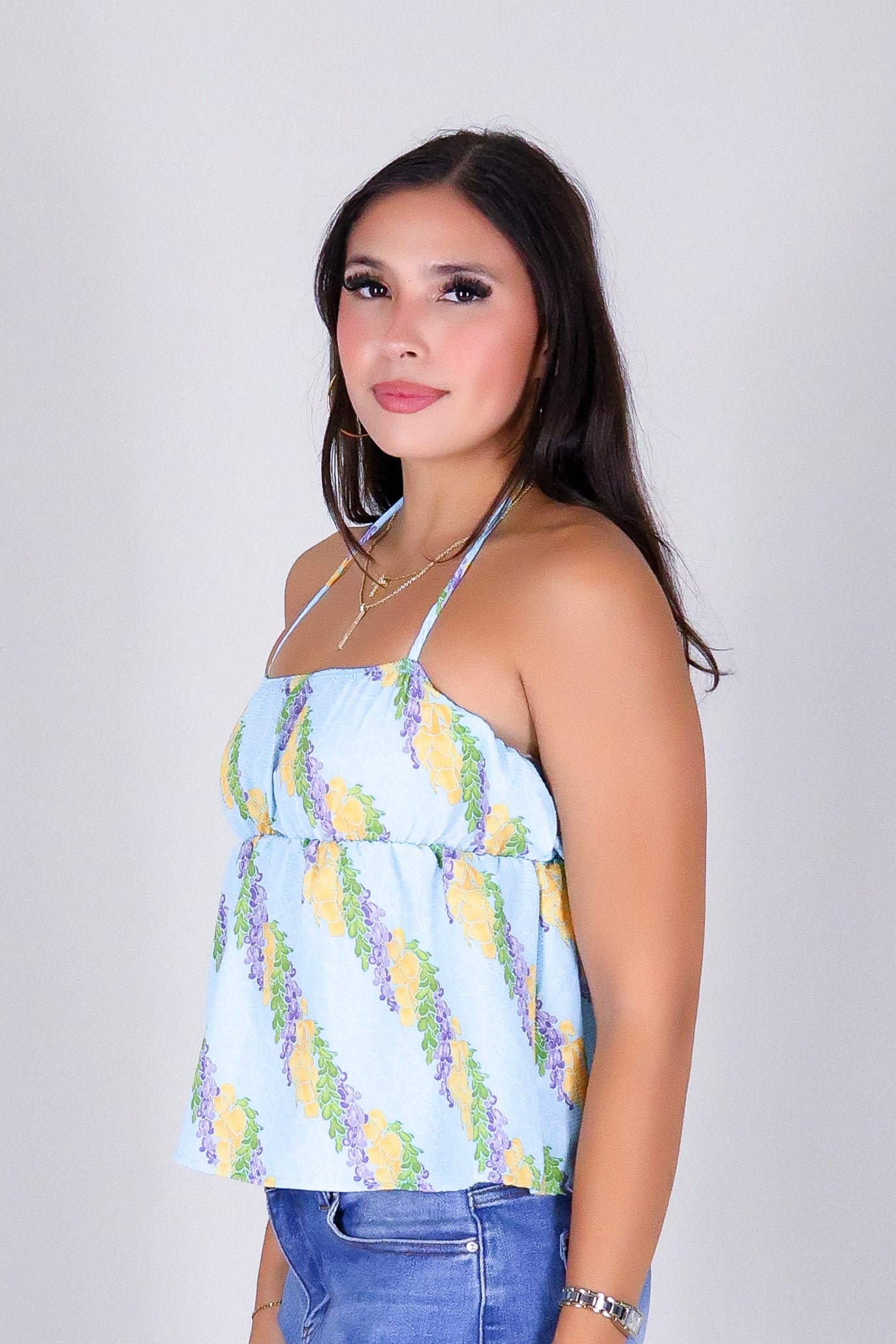 TWIST LEI BABYDOLL HALTER TOP