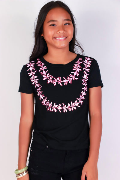 Jeans Warehouse Hawaii - S/S PRINT 7-16 - PLUMERIA LEI TEE | KIDS SIZE 7-16 | By LUZ