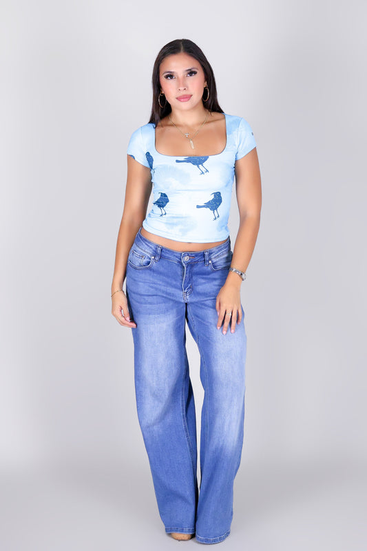 IIWI BIRD SQUARE NECK TOP