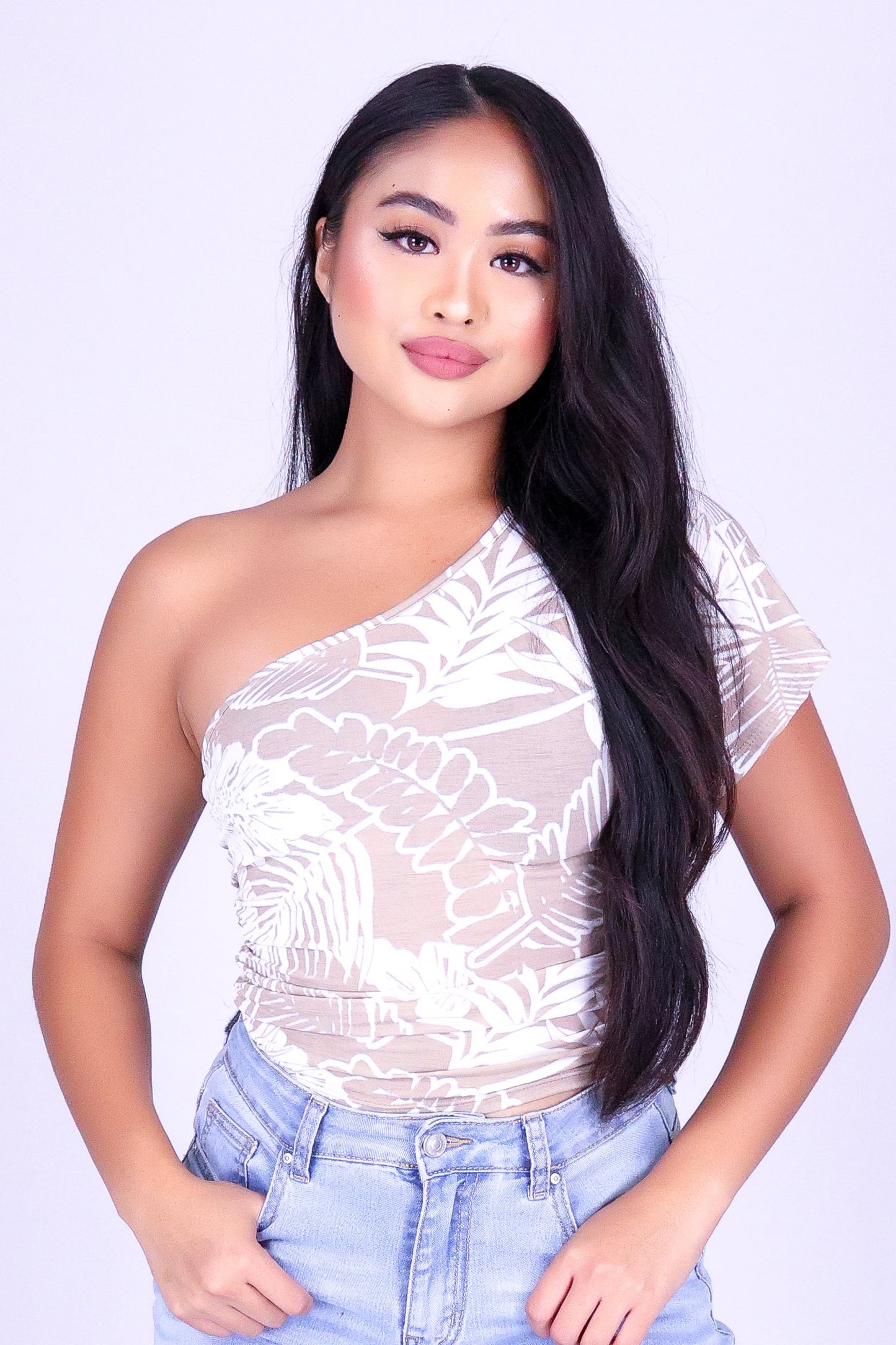BOTANICAL DREAM ONE SHOULDER TOP