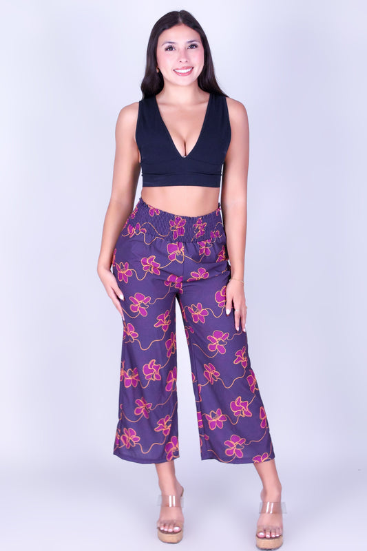 ORCHID LINE SMOCKED WAIST CAPRI'S
