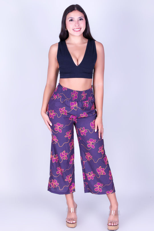 ORCHID LINE SMOCKED WAIST CAPRI'S
