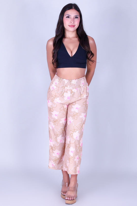 ORCHID LINE SMOCKED WAIST CAPRI'S