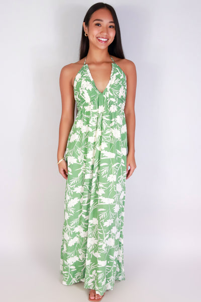 Jeans Warehouse Hawaii - S/L LONG PRINT DRESSES - FIELD DREAMER HALTER DRESS | By I JOAH