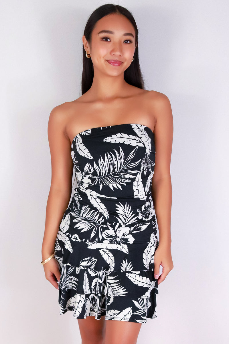 Jeans Warehouse Hawaii - TUBE SHORT PRINT DRESSES - WILDFLOWER KISS TUBE DRESS | By PAPERMOON/ B_ENVIED