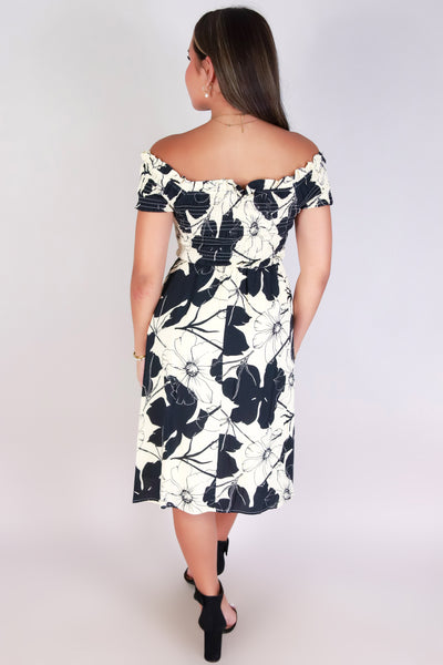 Jeans Warehouse Hawaii - SLEEVE SHORT PRINT DRESSES - FLORAL MOOD OFF SHOULDER DRESS | By I JOAH
