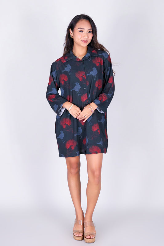 IIWI BIRD BUTTON DOWN DRESS